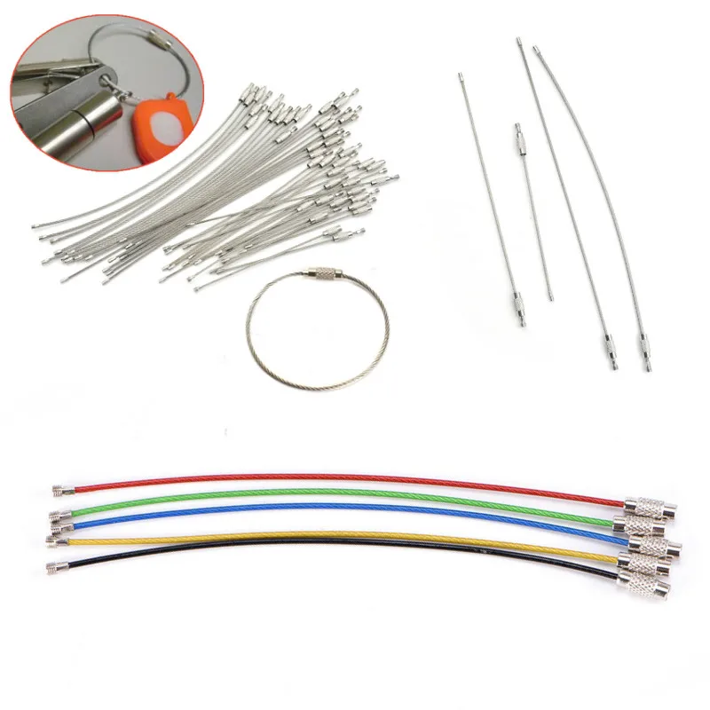 5pcs Or 10pcs Colorful Screw Locking Stainless Steel Wire Keychain Cable Rope Key Holder Keyring Key Chain Rings Cable Outdoor 5pcs Or 10pcs Colorful Screw Locking Stainless Steel Wire Keychain Cable Rope Key Holder Keyring Key Chain Rings Cable Outdoor