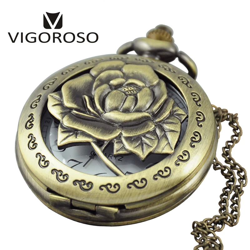 Кварцевые карманные часы с розовым узором, Полный Охотник, для женщин и мужчин, Fob, часы,, relogio de bolso