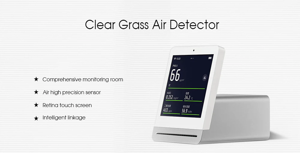 Xiaomi Mijia ClearGrass Air monitor retina сенсорный ips экран мобильное сенсорное управление pm2.5 приложение управление прозрачная трава детектор воздуха