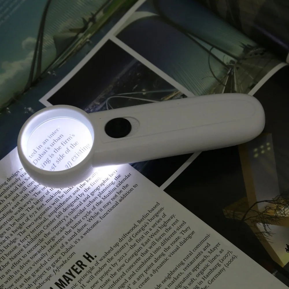 15X увеличительное стекло ручная стеклянная лупа портативный карманный инструмент профессиональный с двумя светодиодный светильник