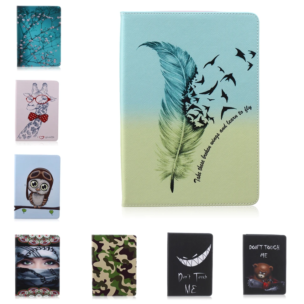 Cute Cartoon Giraffe PU Leather Stand Case Cover with Card Slots
