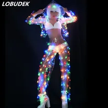 Женский сексуальный перспективный цветной светодиодный светильник, одежда для выступлений, музыкальный фестиваль, ночной клуб, певица, танцевальная команда, DJ, дискотека, танцевальный костюм