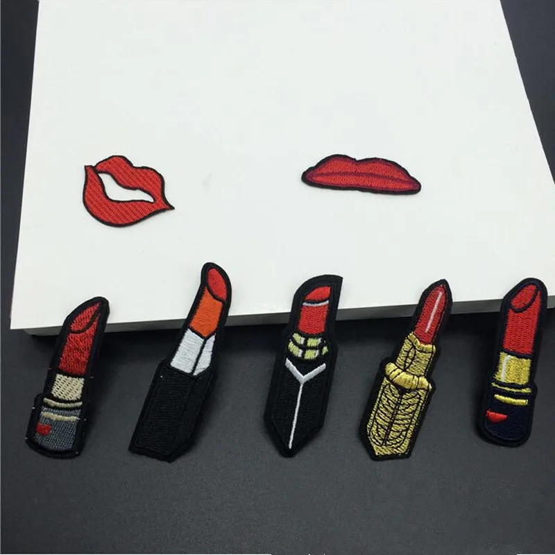 New arrival 1 pcs Red Lipstick Patch Embroidered Iron On Patches For Clothing Bag Badge