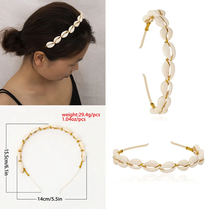 Fashion Shell Headbands Bohemian Hairbands for Women Hair Jewelry Bride Wedding Natural Stone Hair Hoop Party Accessories - Цвет: C1