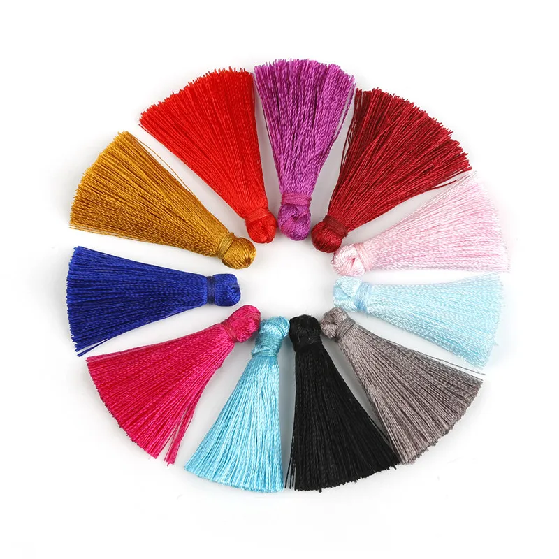 

10-20pcs 35mm Polyester Silk Tassel Earrings Charms Chinese Knot Tassels For Arts Crafts Sewing Apparel Sewing Fabric Fringe