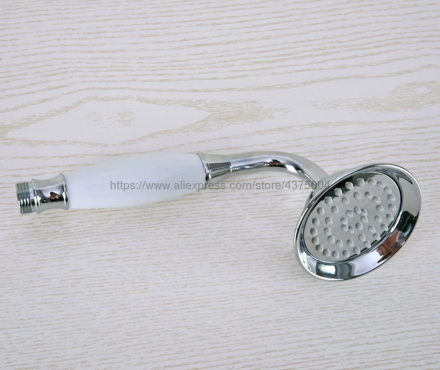 Polished Chrome white ceramic Bathroom Shower Head Water Saving Hand held Sprayer Tap Nhh016