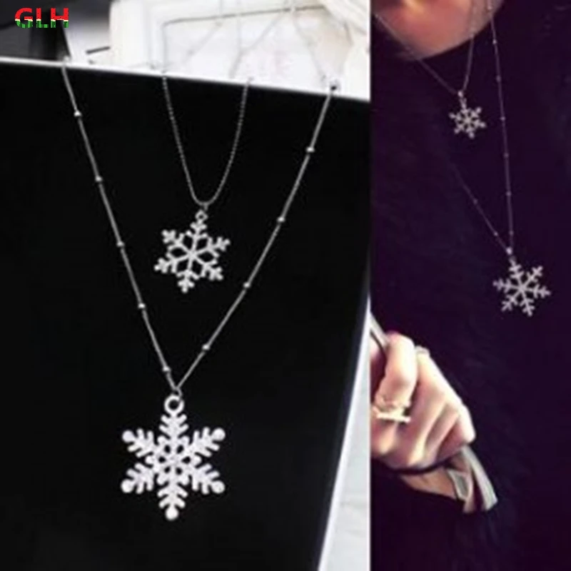 

European and American fashion embroidered double long sweater dress accessories chain pendant necklace decorated female
