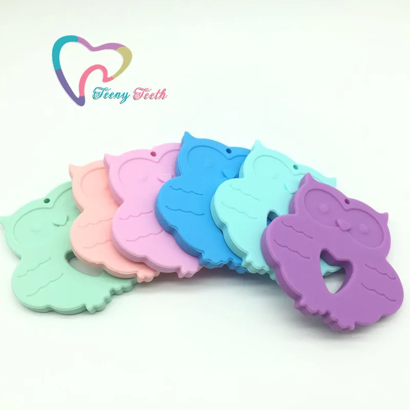 

Teeny Teeth 10 PCS Baby Silicone Owl Food Grade Teether Pram Toy Teething Accessories Handmade DIY Nursing Necklace Pendant