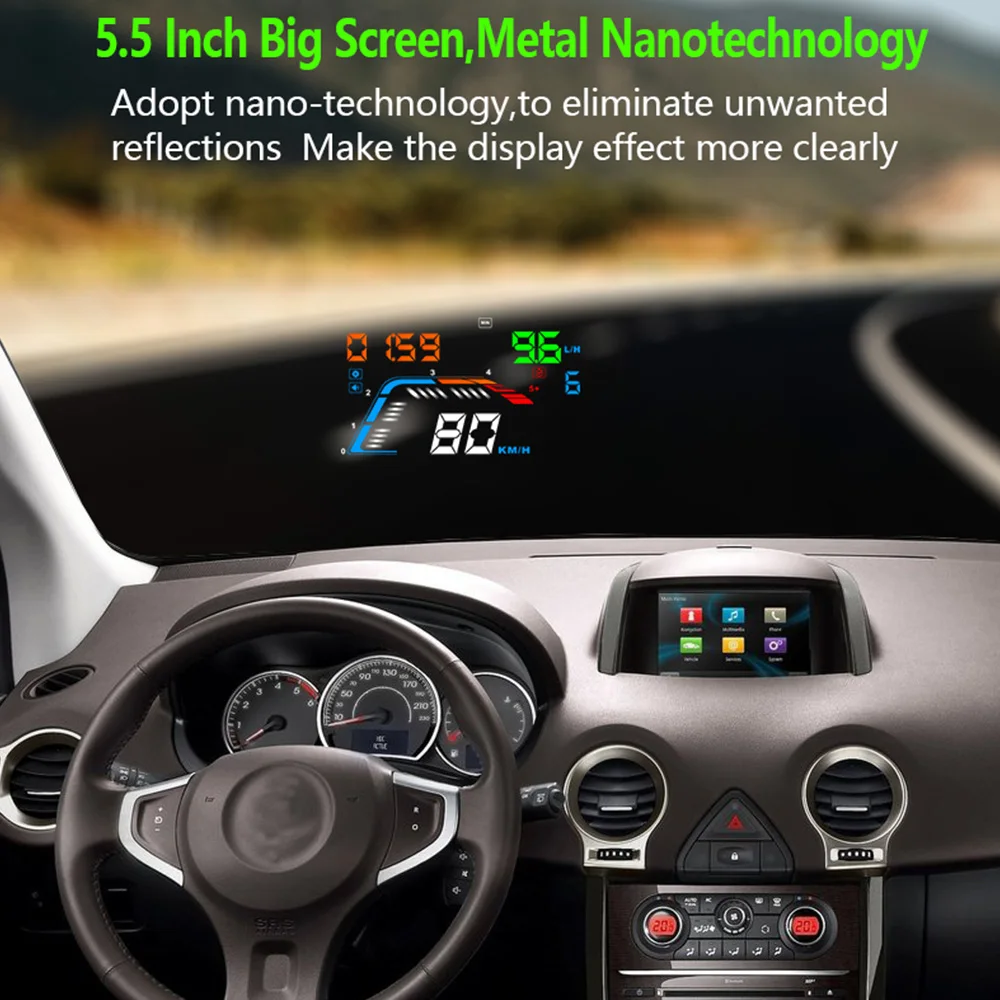 Автомобильный HUD Дисплей OBD2 дисплей бортовой компьютер ясный Код ошибки лобовое стекло проектор Спидометр расход топлива