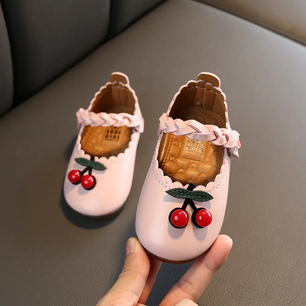 Leather Shoes Toddler Infant Kids Baby Girls Cherry Leather Single Princess Shoes Chaussure Enfant Fille School Shoes For Girls