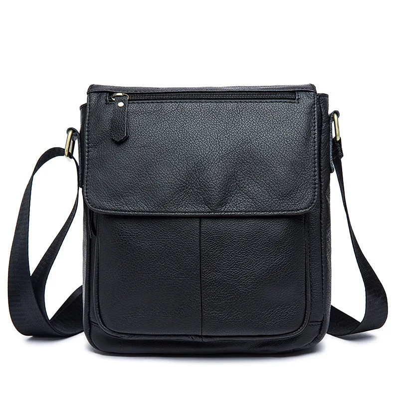 

Factory direct leather economic and trade durable men's bag first layer Cowhide casual flip zipper Messenger bags