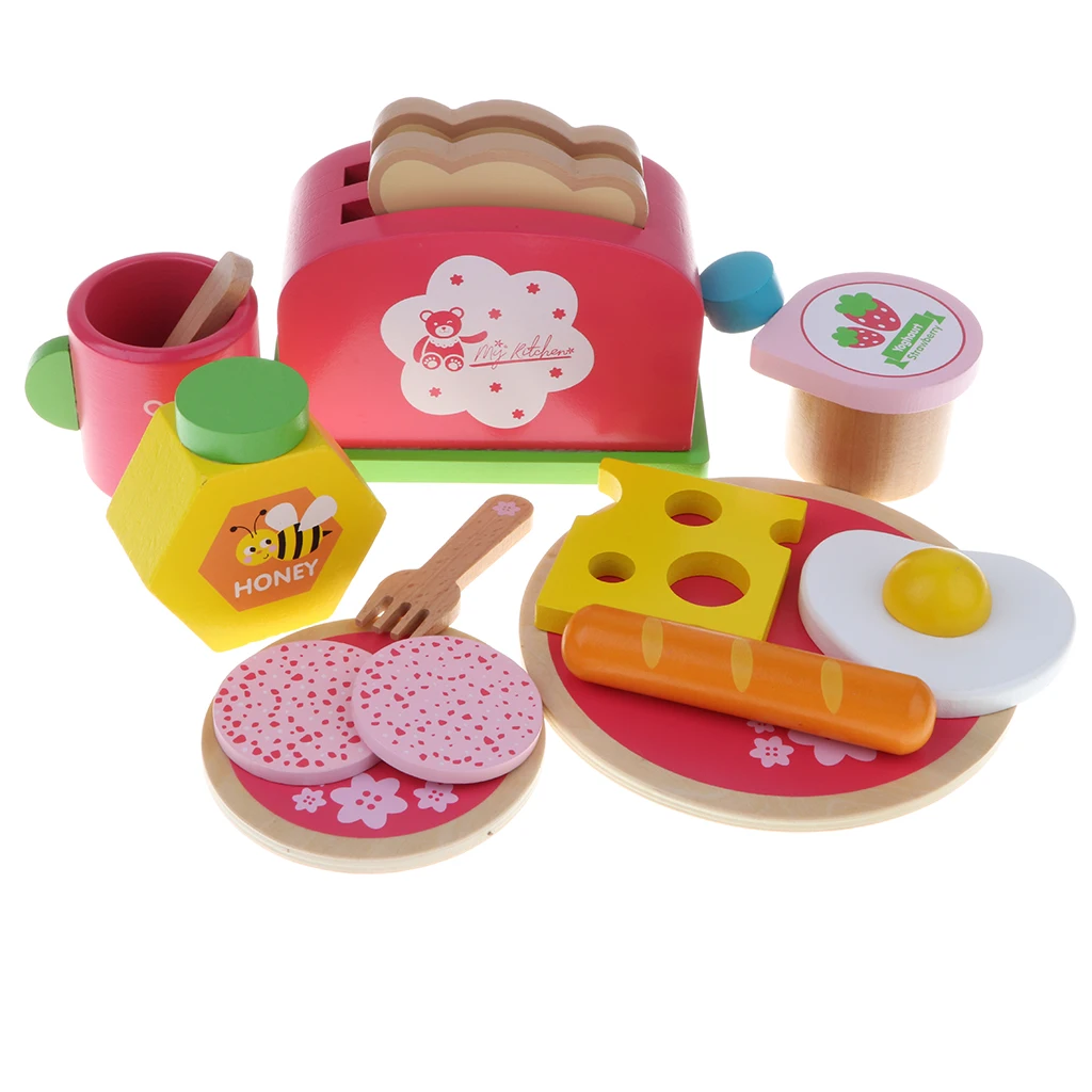 Wooden Pretend Play Kitchen Role Play Game Learning Toy Simulation Bread Set