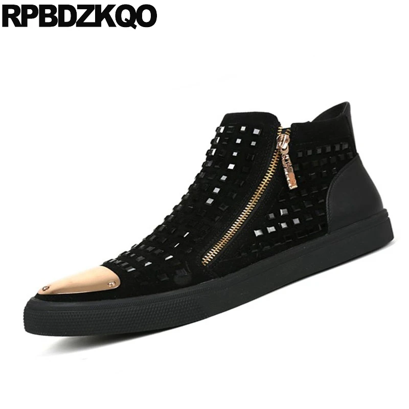 Italien Elevator Métal Skate Printemps Chaussures 1 Boucles Hiver black 2 Rivet Nouveau Hop Black black Elevator Noir Top black Casual High Sneakers Zipper Hip 1 Ascenseur Formateurs 2 Hommes Italie DEH2W9I