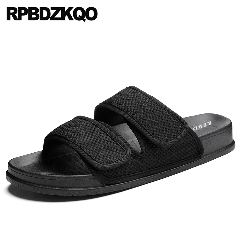 

mesh slides shoes casual mens sandals 2019 summer outdoor platform black slippers waterproof flat fashion runway slip on beach