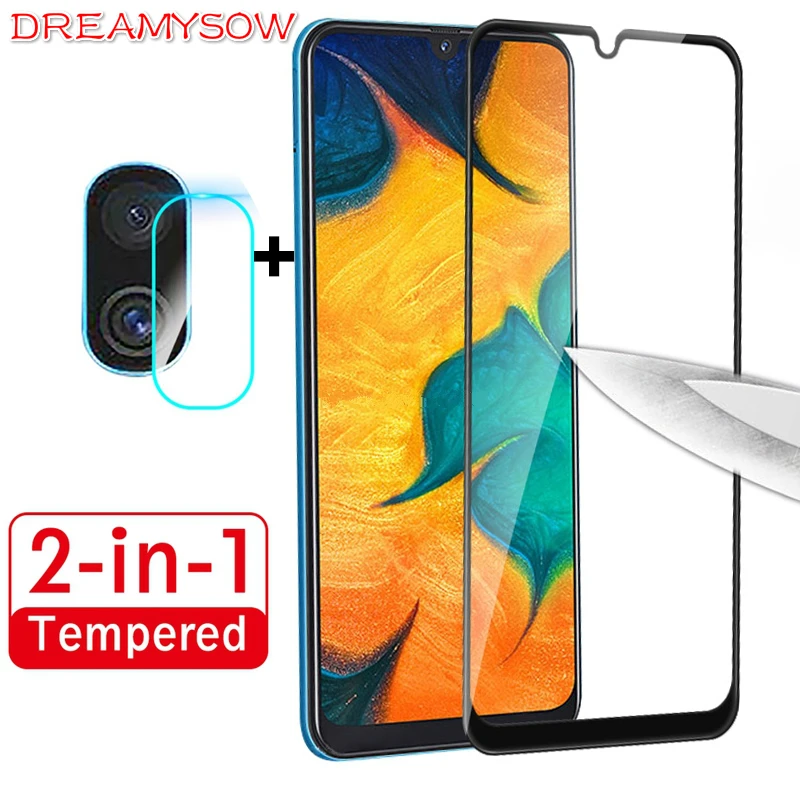 

2 in 1 Camera Lens Glass For Samsung M20 A50 Tempered Glass Full Cover Screen Protector For Samsung Galaxy A30 M30 Glass film
