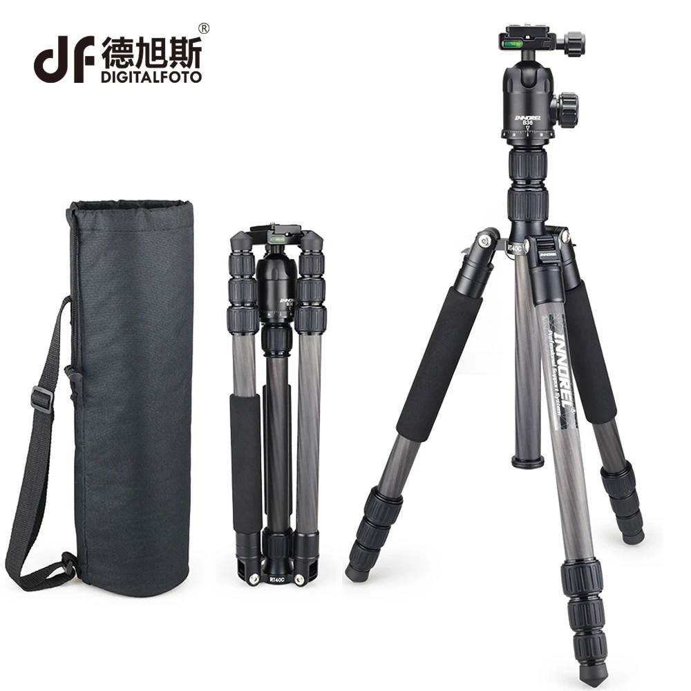

DIGITALFOTO RT40C 12KG bear carbon fiber professional portable camera tripod monopod with fluid head for shooting photographer