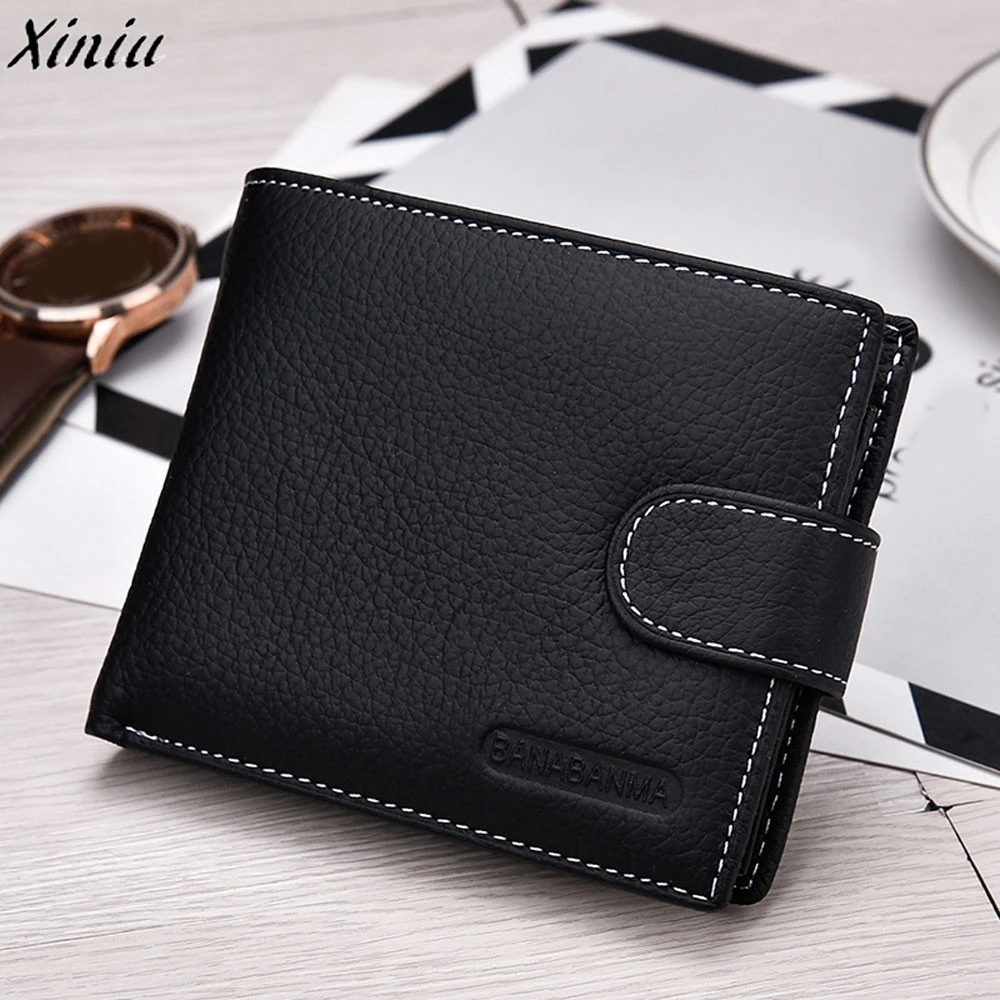 

Men Money Bag Solid Color Leather Short Bifold Business Wallet Famous Vintage Male Purse billetera hombre #9703