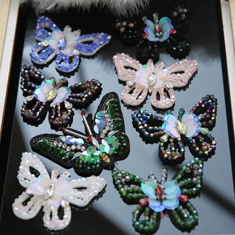

Sequins Crystal Handmade Beads Butterfly Cloth Patch Clothes DIY Accessories Clothing Shoes Decorative Patches