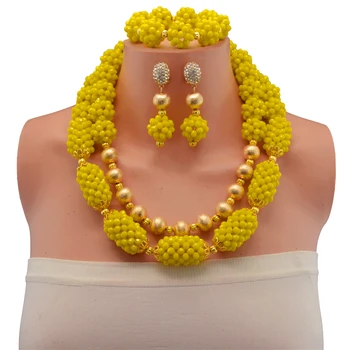 

Dubai Jewelry Sets Bridal Gift Nigerian Wedding African Beads Jewelry Set Fashion Dubai Yellow Jewelry Set