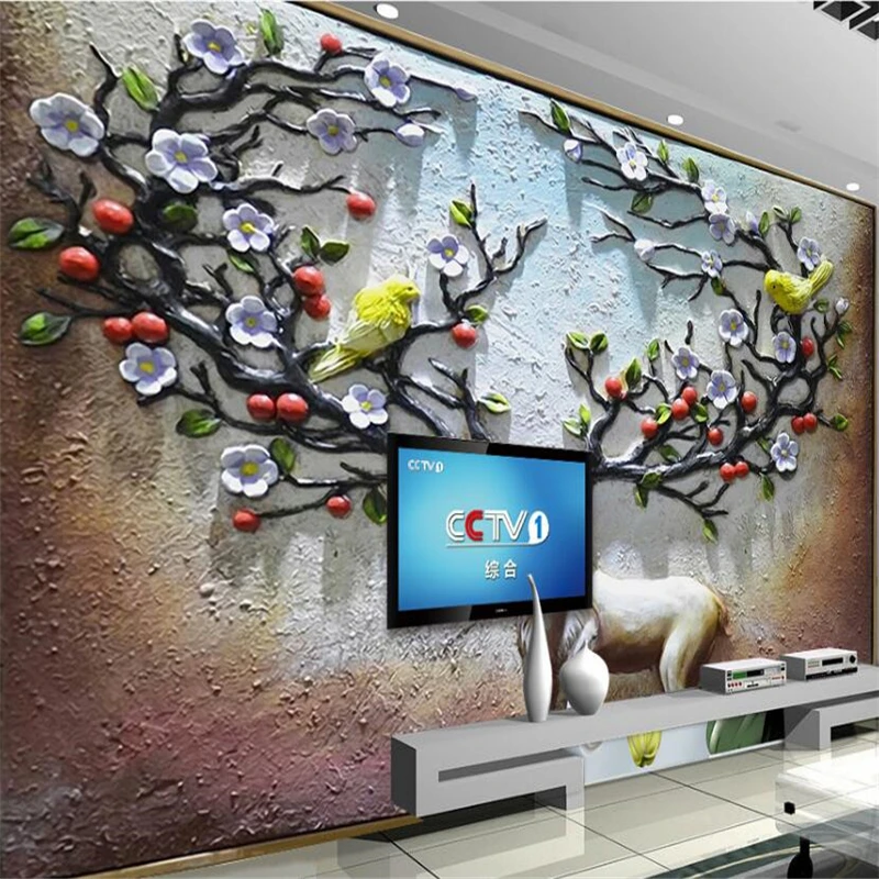 3D рельефный фон wellyu с оленем рельефная настенная декоративная роспись большая на