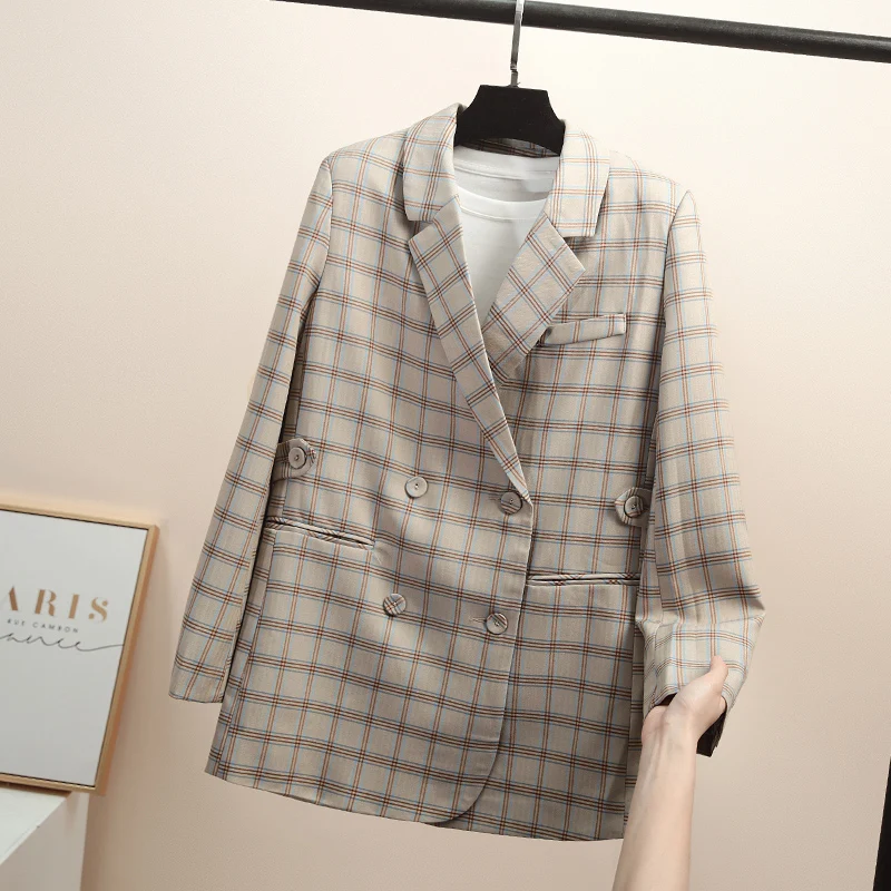 Plaid Suit Coat Jacket Women Blazers Female 2019 Korean Loose Spring And Autumn New Chi Retro Leisure Plaid Western Clothing INS
