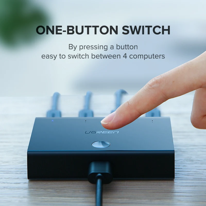 Цена Универсальный kvm переключатель для принтера Ugreen, 4 2 шт., 1 устройство, font b usb b font коммутатор с font b usb b font кабелем для Windows Mac OS, сканер для принтера, KVM