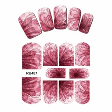 UPRETTEGO дизайн ногтей Вода Наклейка полное покрытие цветок рентгеновский прозрачный лепестки цветок розы красный синий RU487-492