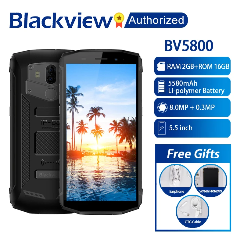 Смартфон Blackview BV5800 5 дюймовый экран 2 Гб ОЗУ 16 ПЗУ Android 8 1 MTK6739 четырехъядерный ГГц