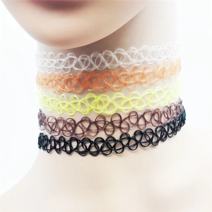 13 colors Hot Selling Vintage Stretch Tattoo Choker Necklace Gothic Punk Grunge Henna Elastic with Choker Necklaces (17)