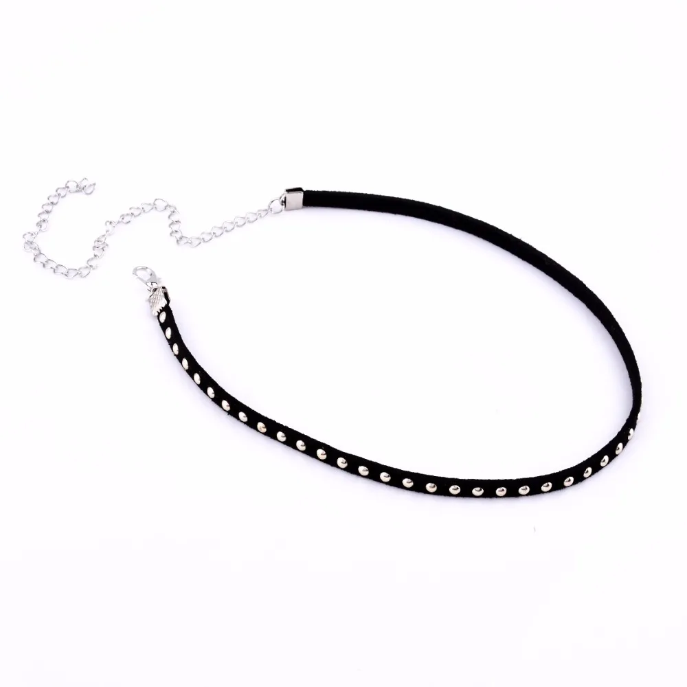 Trendy Women Velvet Choker Necklace Fashion women Puck black leather hot mails silver necklaces False collar Gothic Costume Jewelry-2 (3)
