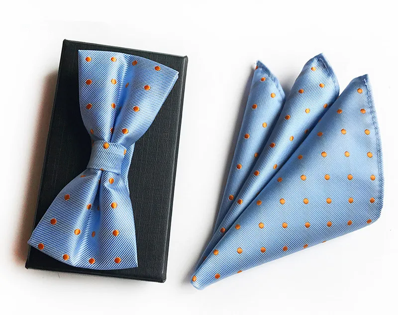 Классический синий красный горошек набор галстуков галстуки-бабочки для мужчин Свадебный квадратный Карманный Шелковый полиэстер платок