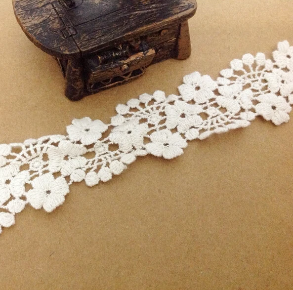 

10 yard/lot width 1.38" 3.5cm white/beige high quality floral cotton lace trim ribbon diy fabric material 26339L4K260