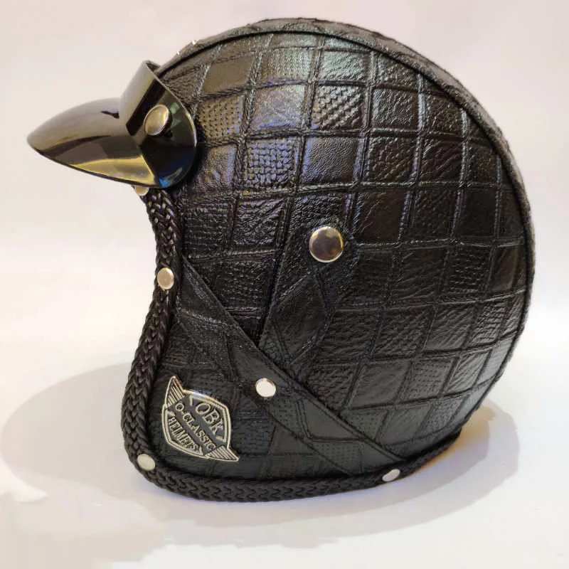 vintage 3/4 Leather Harley Helmets Motorcycle Helmet open face Chopper