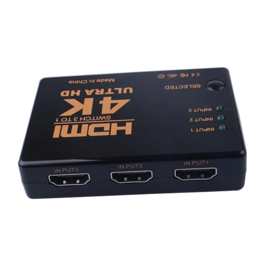 Elistooop Переключатель HDMI Splitter 4 К* 2 К 3D Mini 3 Порты и разъёмы HDMI коммутатор 3 в 1 из Порты и разъёмы концентратор для HDTV XBOX PS3 PS4 1080 P Дистанционное управление