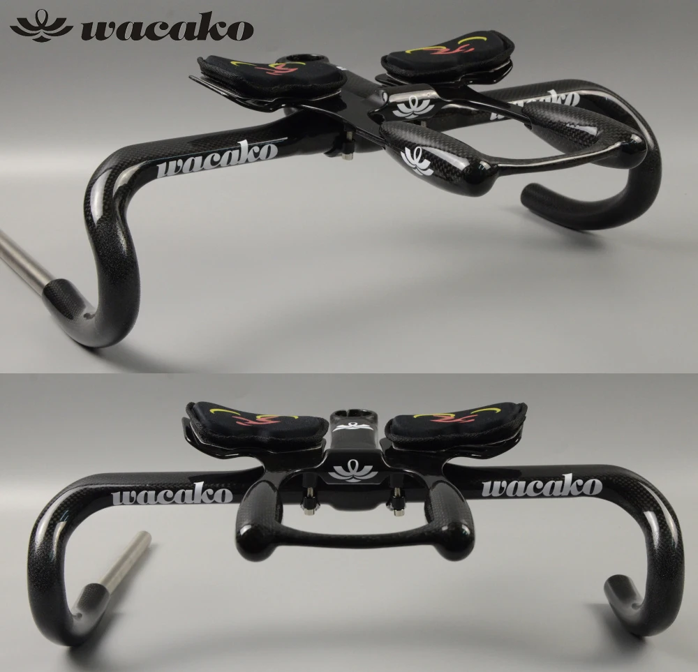 

wacako Full Carbon Fiber Road Bicycle Integrated Handlebar with 28.6mm stem Carbon Road Handlebar Bike Parts bike accessories 3K