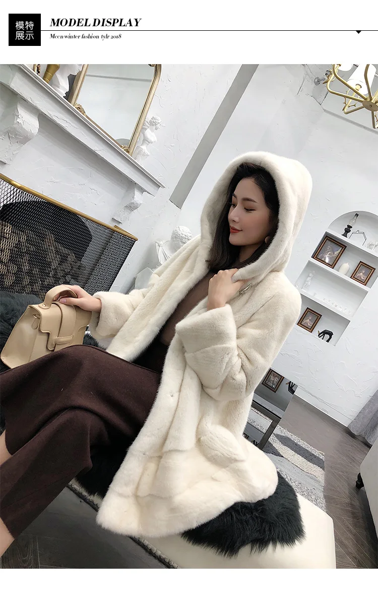 Шуба из норкового меха женская Haining мех новая импортная Вельветовая средней длины покрытая мехом шуба