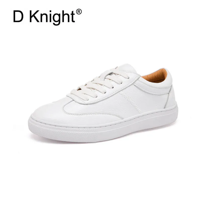 

New Genuine Leather Women's Casual Flat Shoes Fashion Round Toe Lace Up Comfortable Women Sneakers Ladies Leisure White Shoes