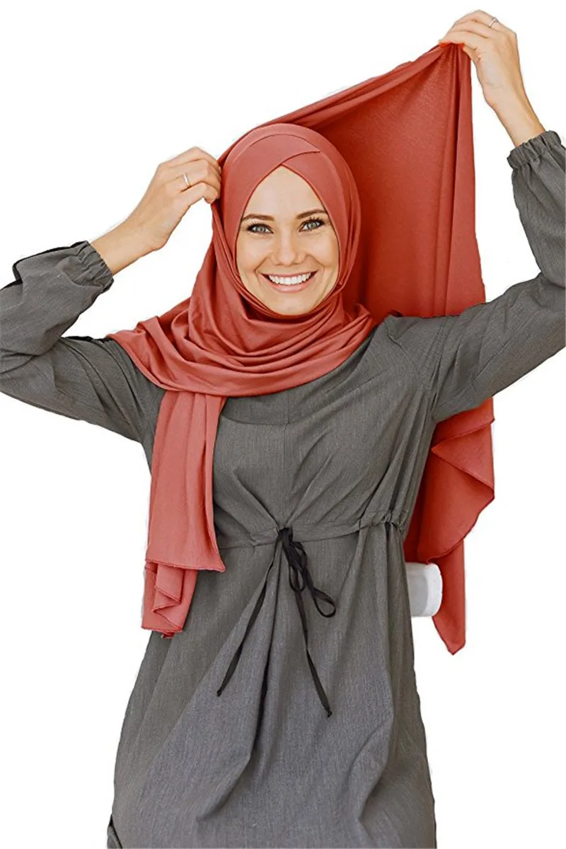 Мусульманский трикотажный хиджаб-шарф для женщин femme musulman, готовый к ношению, шапка, исламский головной платок, обертывание головных шарфов