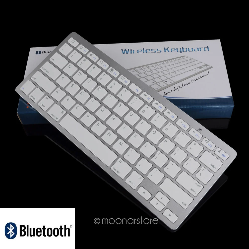 

Wireless Keyboard Ultra Slim Bluetooth Keyboard for iPad 2 3 4 for Mac Powerbook iBook for Macbook Silver Color