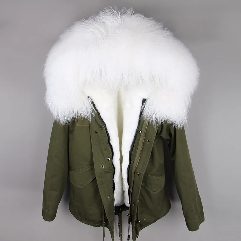 Парка зимняя куртка женская натуральная монгольская овечья меховая парка пальто из натурального меха Толстая теплая Роскошная расцепная верхняя одежда Уличная - Цвет: 26