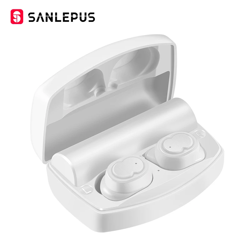 SANLEPUS Bluetooth наушники настоящие беспроводные наушники TWS 5,0 спортивные наушники стерео бас гарнитура шумоподавление для телефонов - Цвет: Белый