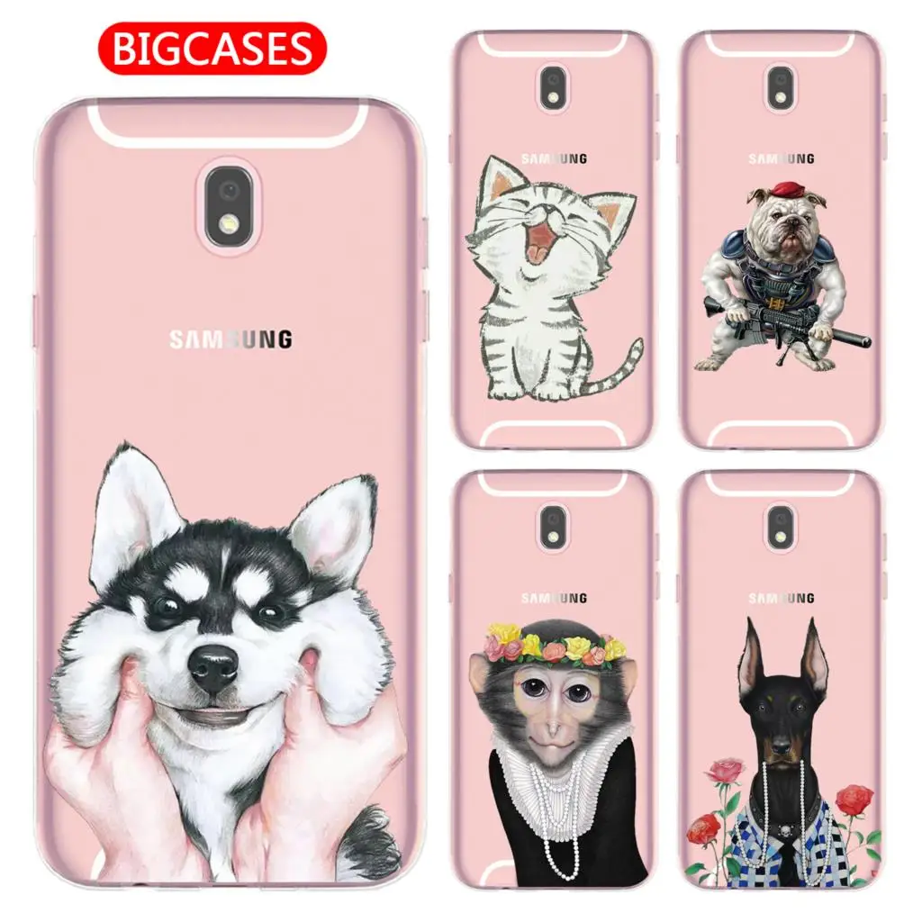 For Samsung Galaxy J5 2017 Case 5.2&quot J530 EU Version Soft TPU Silicone Cute Pet Kitten Cat Flower Dog Monkey Painted Phone Cover |