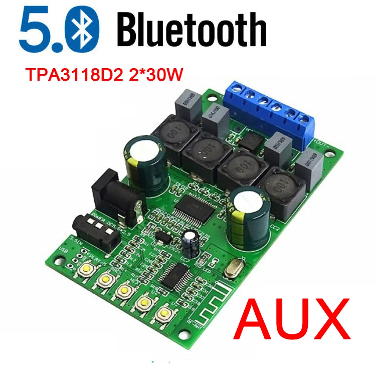 Bluetooth 5,0 аудио приемник беспроводной модуль TPA3118D2 30 Вт+ 30 Вт стерео усилитель доска для dc 12 В 24 в автомобильный усилитель мощности