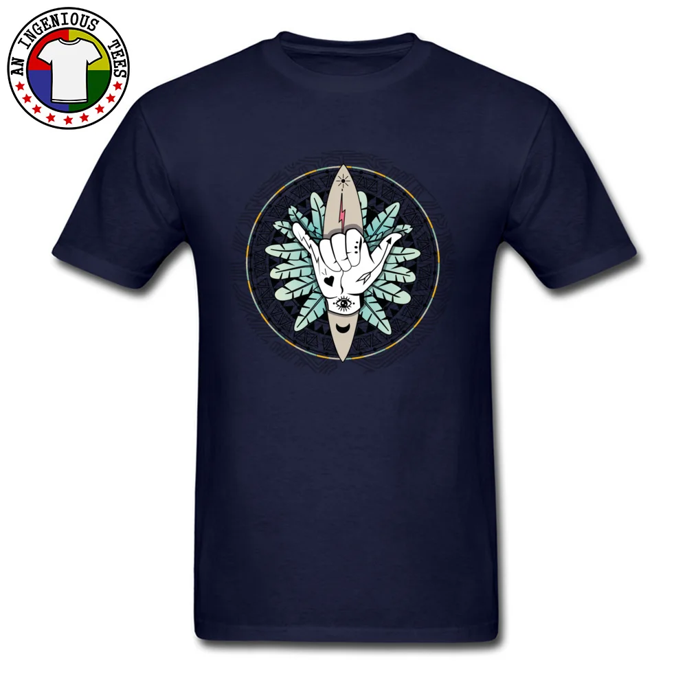 Tops & Tees Hang loose boho surfer art Thanksgiving Day 100% Cotton Crew Neck Men's Top T-shirts Printing Tee-Shirt Special Hang loose boho surfer art navy
