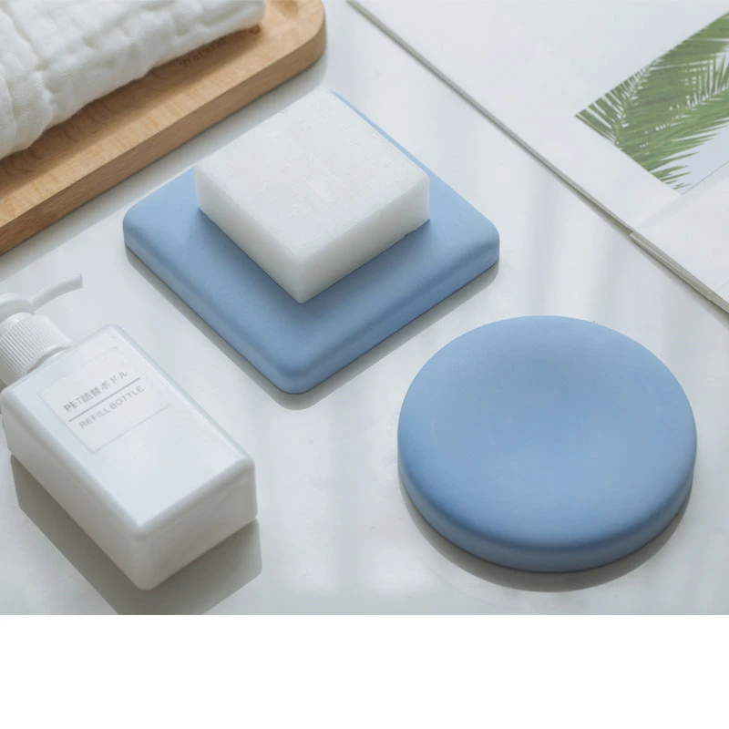 Creative Soap Dish Water Diatomite Box Drain Tray Strong Sucker Soapbox Draining Holder Bathroom Storage Rack Plate Container 