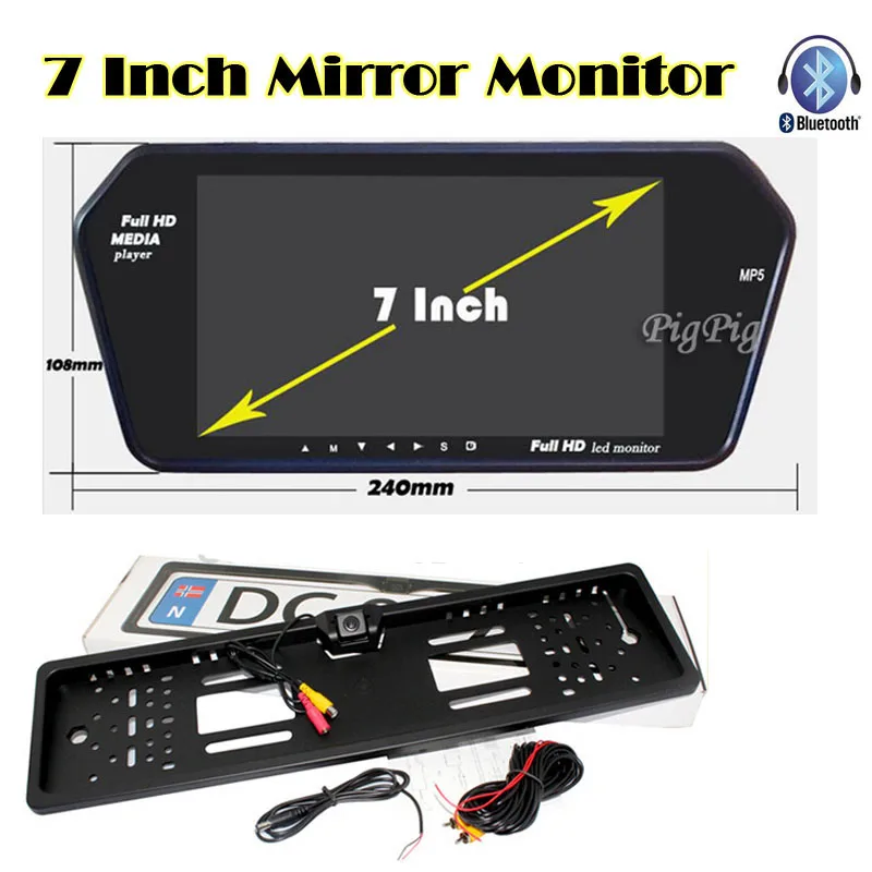 Auto Backup Rear licence plate Rearview Camera with 7 inch Bluetooth
