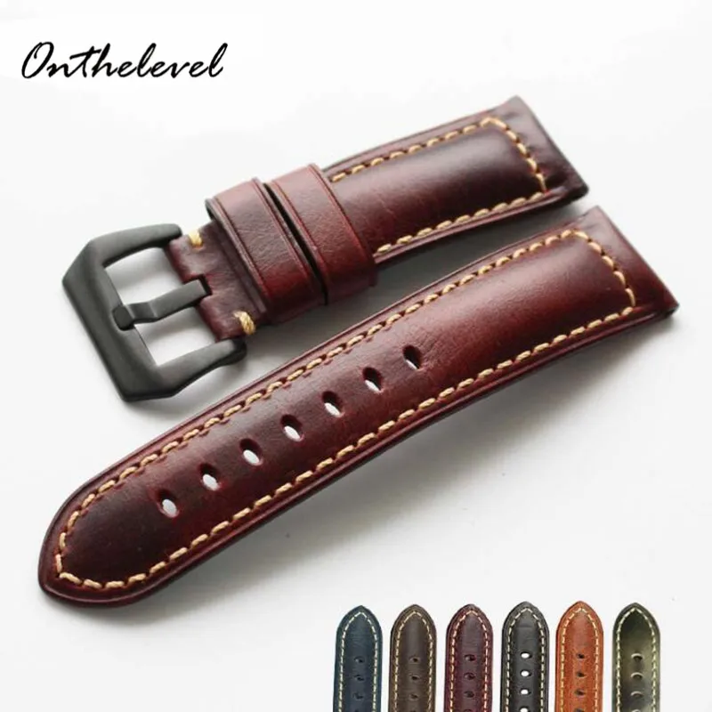 Onthelevel Genuine Leather Apple Watchbands Watch Strap Pin Buckle Adapter Watch Accessories 22mm 24mm 26mm for iWatch& Gear s3
