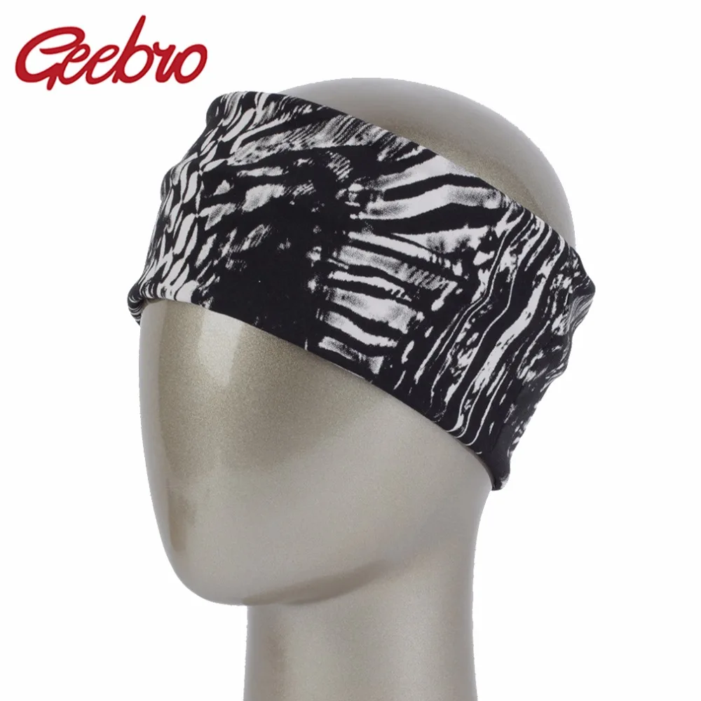 Geebro Brand Women's Headbands Fashion Polyester Printing Black And