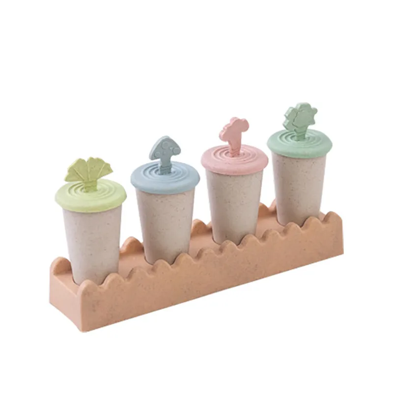 

4 Grids Round Ice Cream Making Ice Cube Box Kitchen Tools Homemade Decor Popsicle Mold