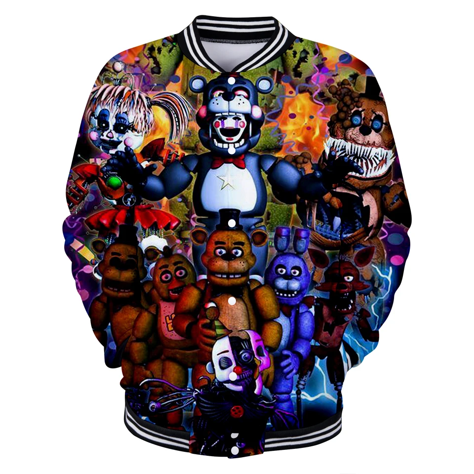 LUCKYFRIDAYF 2018 3D Five Nights at Freddy бейсбольная куртка с принтом черепа Лидер продаж
